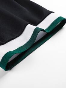 Manfinity 男士條紋飾邊POLO衫 - 黑色 - 查看 4