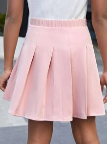 SHEIN 女孩包細節百褶半身裙