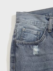 Manfinity Quần Jeans Nam Túi Bị tách Dây kéo Denim mùa giặt Nút phía trước màu trơn - Rửa nhẹ - Xem 3