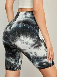 SHEIN EZwear 紮染騎行褲 - 彩色 - 查看 2