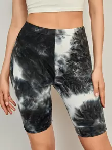 SHEIN EZwear 紮染騎行褲 - 彩色 - 查看 4