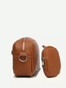 防水、輕巧、商務休閒迷你簡約絎縫方形包帶零錢包適合青少年女大學生、菜鳥和白領完美適合辦公室、大學、工作、商務、通勤、戶外、旅行、郊遊 - 棕色 - 查看 4