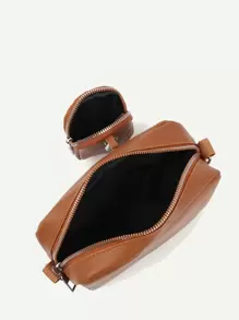 防水、輕巧、商務休閒迷你簡約絎縫方形包帶零錢包適合青少年女大學生、菜鳥和白領完美適合辦公室、大學、工作、商務、通勤、戶外、旅行、郊遊 - 棕色 - 查看 5