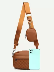 防水、輕巧、商務休閒迷你簡約絎縫方形包帶零錢包適合青少年女大學生、菜鳥和白領完美適合辦公室、大學、工作、商務、通勤、戶外、旅行、郊遊 - 棕色 - 查看 6