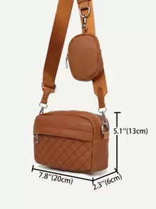 防水、輕巧、商務休閒迷你簡約絎縫方形包帶零錢包適合青少年女大學生、菜鳥和白領完美適合辦公室、大學、工作、商務、通勤、戶外、旅行、郊遊 - 棕色 - 查看 7