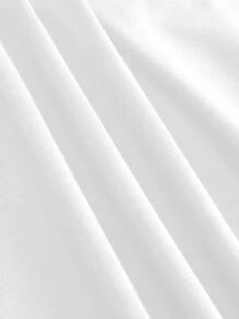 SHEIN EZwear Áo thun nữ màu trơn Cơ bản - trắng - Xem 3