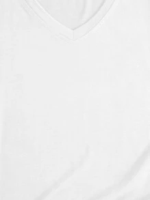 SHEIN EZwear Áo thun nữ màu trơn Cơ bản - trắng - Xem 5