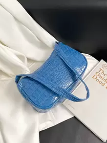 Crocodile Embossed Bag - Blue - View 5