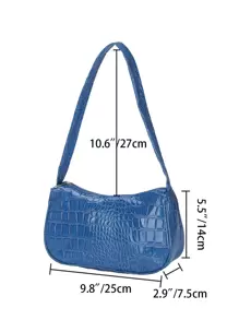 Crocodile Embossed Bag - Blue - View 7