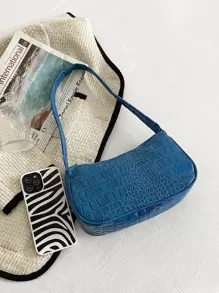 Crocodile Embossed Bag - Blue - View 8
