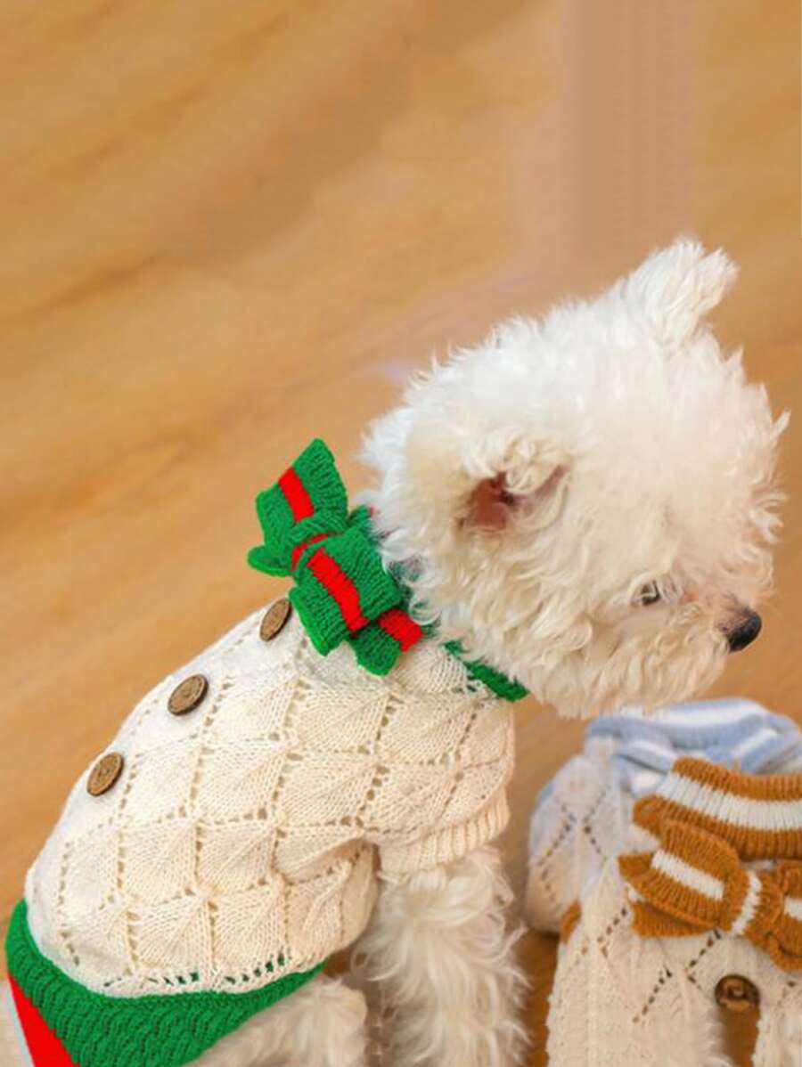 1 cái áo len trang trí cho thú cưng Bowknot - Nhiều màu - Xem 1