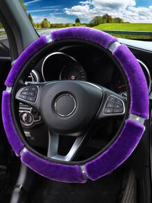 長毛絨方向盤套 - 紫色 - 查看 1
