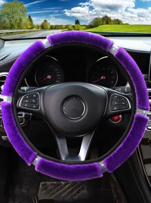 長毛絨方向盤套 - 紫色 - 查看 2
