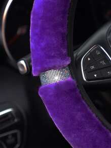 長毛絨方向盤套 - 紫色 - 查看 4