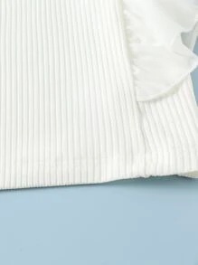 Niñitas Camiseta ribete con fruncido - Blanco - Ver 4