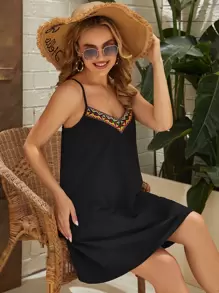 SHEIN Maternity Geo Print Cami Dress - Black - View 3