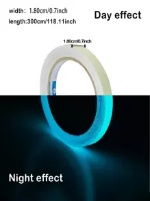 1 Set Of 1.8*300cm Luminous Effect Blue/Pink/Green Fluorescent Tape (1 Color Per Set) Gifts Birthday Graduation - Blue - View 3