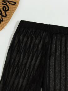 Solid Cover Up Pants - Black - View 5