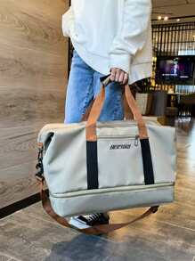 Bolsa de viaje impermeable con bolsillos de separación seca y húmeda, bolsa de lona de gran capacidad con compartimento para zapatos para viajes de negocios, gimnasio, deportes al aire libre, útiles escolares, para estudiantes, organizar viajes, equipaje, ideas de regalo de Navidad para mujeres, niñas, mamá, amiga, regalo de cumpleaños, Acción de Gracias - Caqui - Ver 7