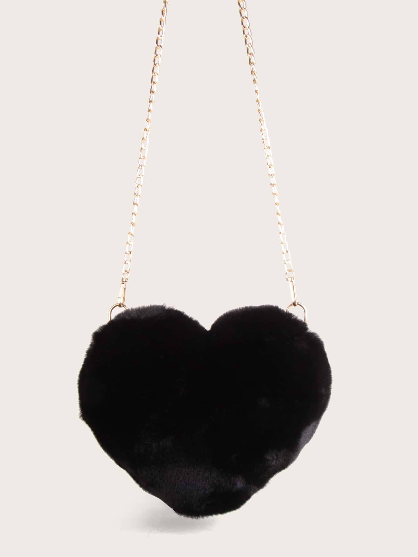 Bolsa con cadena mullida en forma de corazón - Negro - Ver 1