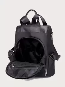 字母与花卉刺绣大容量背包花卉刺绣背包，尼龙多功能旅行包，带肩带，适合工作 花卉刺绣背包尼龙多功能旅行包，带肩带，适合工作 书包，轻便，便携，商务休闲，适合青少年女孩女大学生，非常适合返校、大学、中学、高中、工作、商务、通勤、体育场、运动、购物、度假 - 黑色 - 查看 6