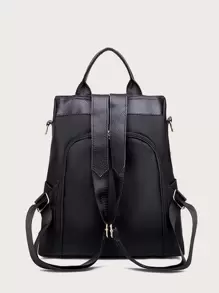 字母与花卉刺绣大容量背包花卉刺绣背包，尼龙多功能旅行包，带肩带，适合工作 花卉刺绣背包尼龙多功能旅行包，带肩带，适合工作 书包，轻便，便携，商务休闲，适合青少年女孩女大学生，非常适合返校、大学、中学、高中、工作、商务、通勤、体育场、运动、购物、度假 - 黑色 - 查看 5