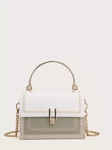 拼色手提包 - 彩色 - 查看 2