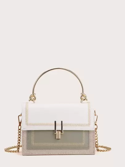 Colour Block Satchel Bag