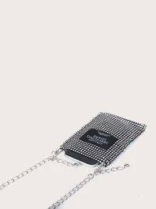 Bolsa bandolera con cadena con diamante de imitación - Negro - Ver 4