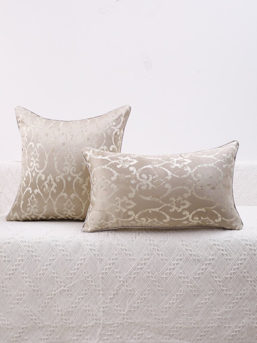1pc Jacquard Cushion Cover Không có chất làm đầy - Màu Khaki - Xem 1