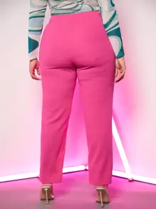 SHEIN SXY Quần Plus Size màu trơn Giải trí - Hồng - Xem 2