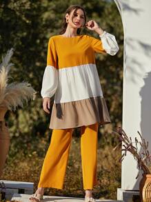 Mulvari Bộ đồ hai mảnh nữ Viên lá sen Khối Màu Giải trí - Nhiều màu - Xem 3