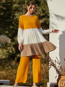 Mulvari Bộ đồ hai mảnh nữ Viên lá sen Khối Màu Giải trí - Nhiều màu - Xem 4