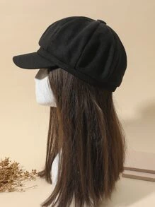 Solid Baker Boy Cap - Black - View 2