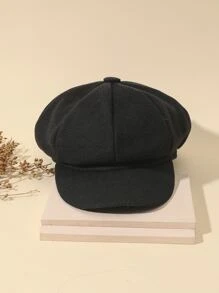 Solid Baker Boy Cap - Black - View 3