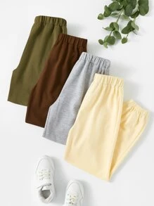 Girls 4pcs Solid Sweatpants