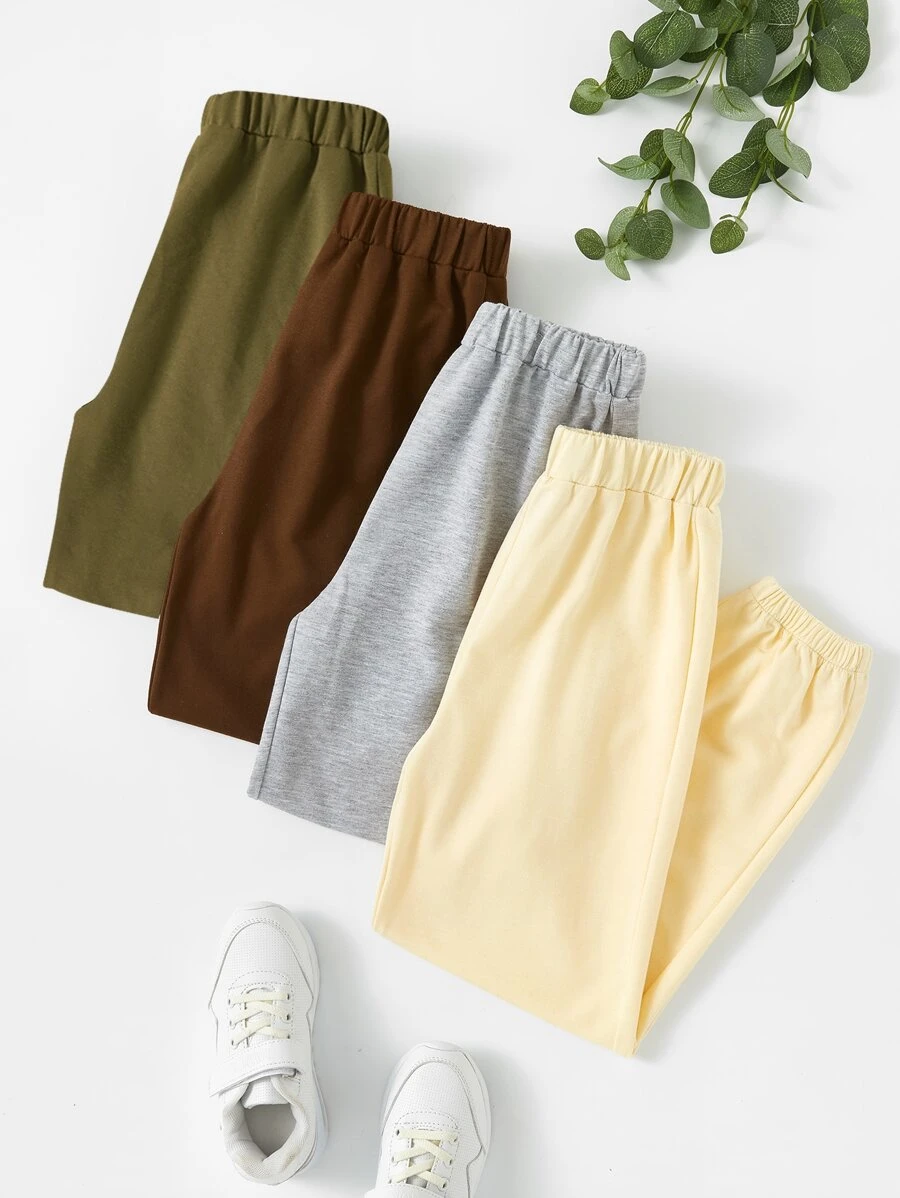 Girls 4pcs Solid Sweatpants
