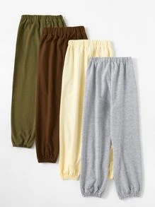 Girls 4pcs Solid Sweatpants