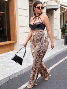 SHEIN SXY Plus Leopard Print Trousers - Multicolor - View 5