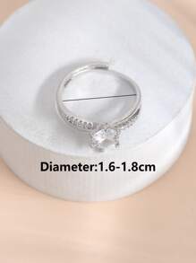 Cubic Zirconia Decor Ring - Silver - View 4