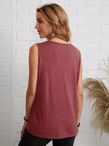 EMERY ROSE Áo hai dây Ren lên màu trơn Giải trí - Gỗ đỏ - Xem 2