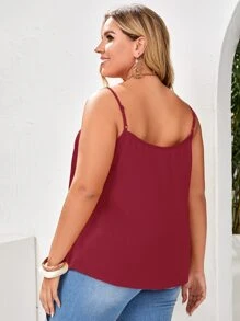 EMERY ROSE 大碼素色吊帶上衣 - 酒紅色 - 查看 2
