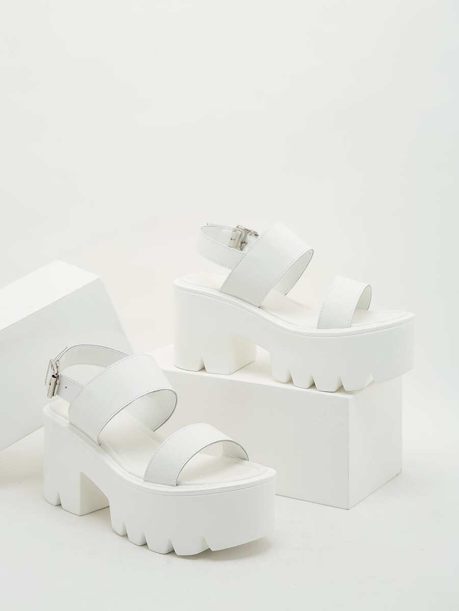 2025 Spring/Summer New Arrival White Platform Sandals, Open Toe High ...