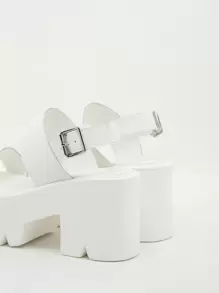 2026春夏新款白色厚底露趾高跟凉鞋，美国休闲度假高跟女凉鞋，黑色厚底女凉鞋，旅行必备 - 白色 - 查看 4