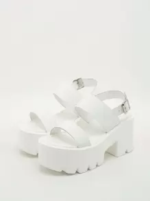 2026春夏新款白色厚底露趾高跟凉鞋，美国休闲度假高跟女凉鞋，黑色厚底女凉鞋，旅行必备 - 白色 - 查看 6