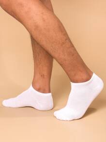 10pairs Men Solid Ankle Socks - White - View 2