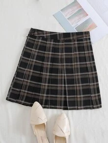 SHEIN Qutie Plaid Print Fold Pleated Skirt - Multicolor - View 2