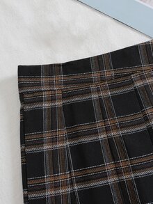 SHEIN Qutie Plaid Print Fold Pleated Skirt - Multicolor - View 5