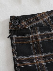 SHEIN Qutie Plaid Print Fold Pleated Skirt - Multicolor - View 6