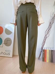 DAZY Women Suit Pants Nút màu trơn - xanh quân đội - Xem 2